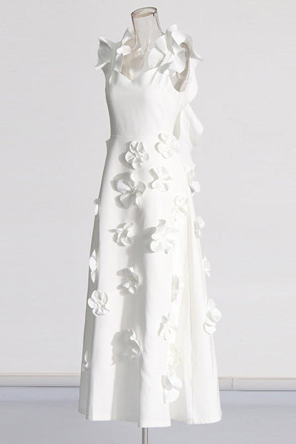 Ruffle hem solid color long dress
