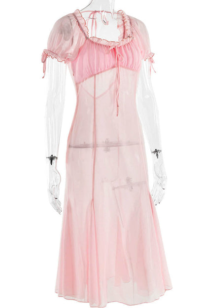 Veil of Pink – Mesh Allure Dress