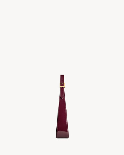 Saint Laurent Le 5 à 7 Patent Leather Hobo – Burgundy Elegance